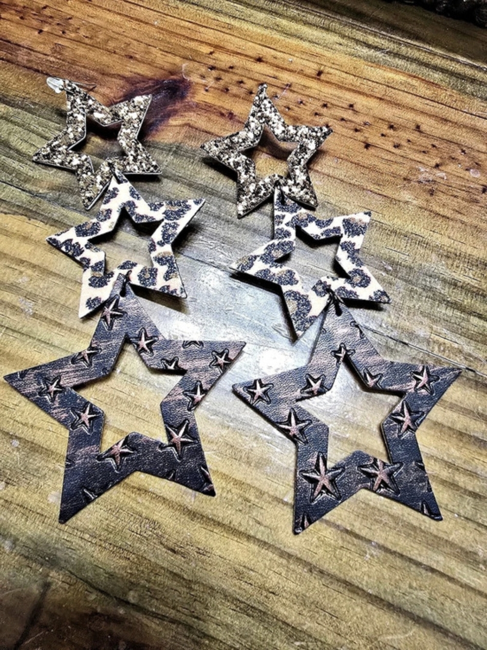 Jack Sprat Star Statement Earrings in Black & Silver